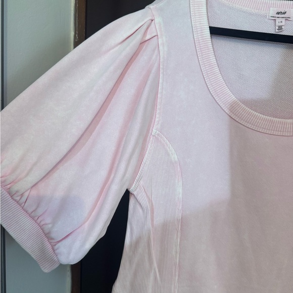 Aerie Light Pink Puff Sleeve Crop Top - Picture 2 of 3